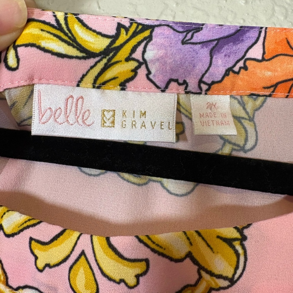 Belle by Kim Gravel Pink and Orange Floral Blouse - Picture 9 of 9